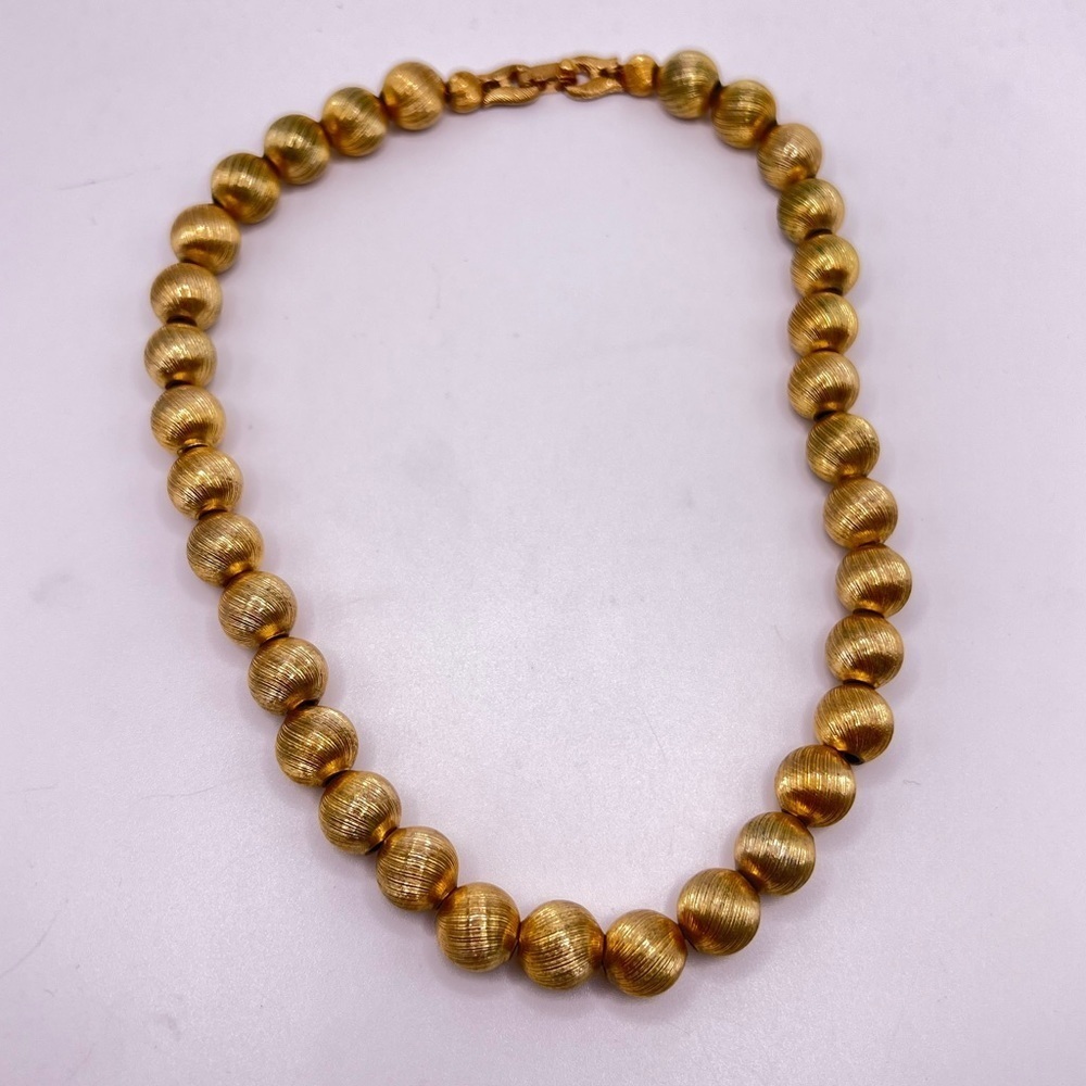 Vintage Monet Gold Tone Beaded Choker Necklace 15.5”